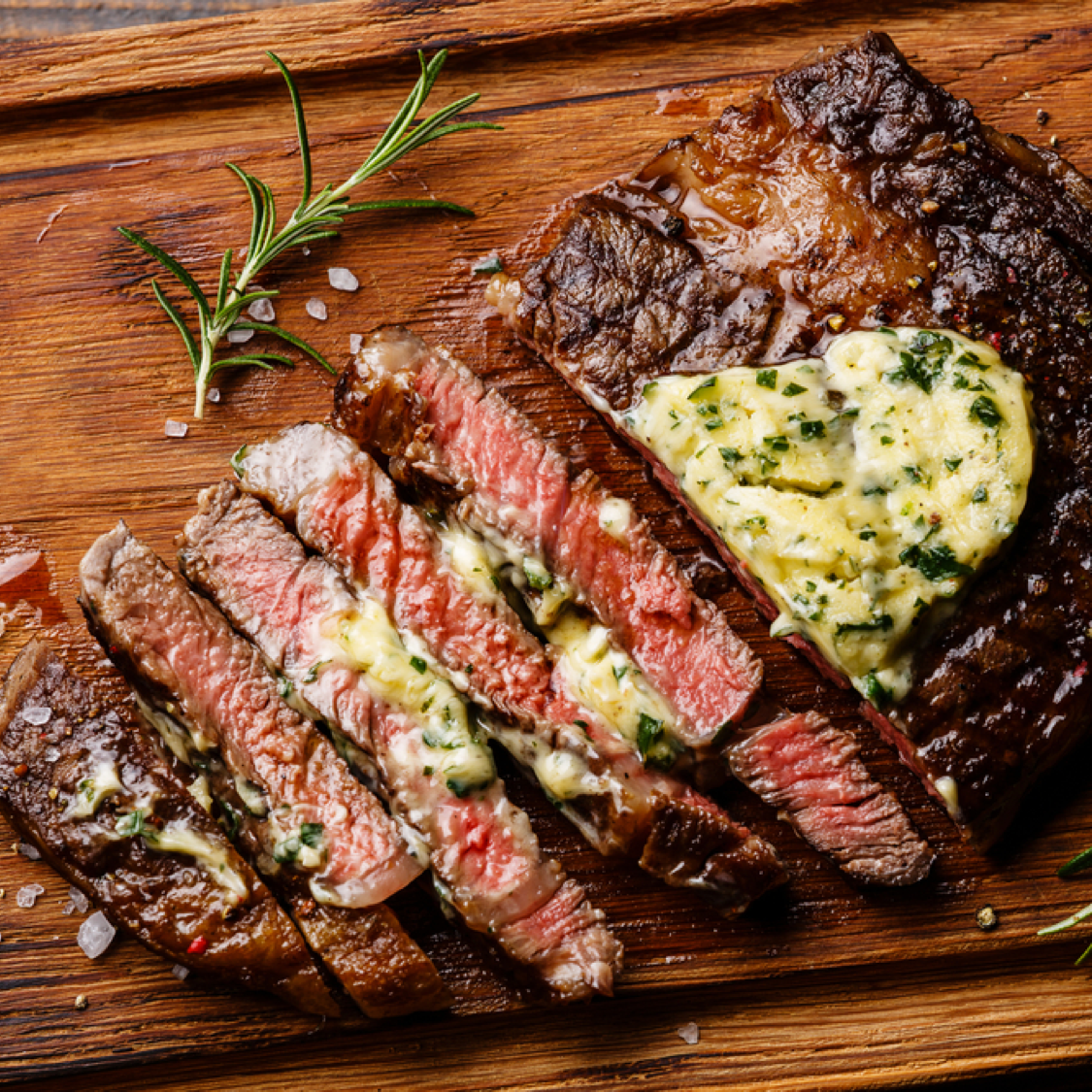 rib eye with compound butter